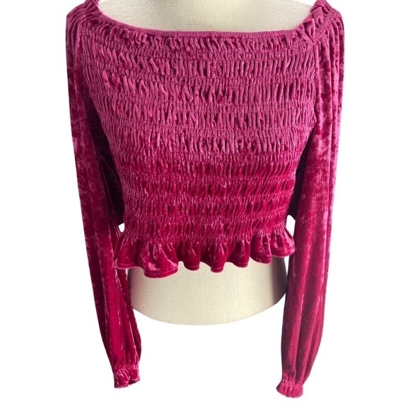 En Saison Danbury Crushed Velvet Smocked Top Size 1X NEW - Picture 3 of 9